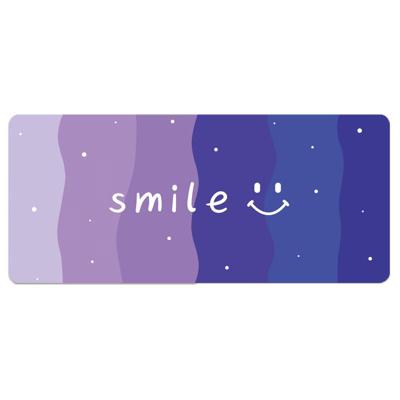 Large Mouse Pad for And Desk Mat, Precision Edge-Locked Non-Slip Keyboard Pad for Desktop Computer Table, 800*300MM Purple Gradient Smiley Face