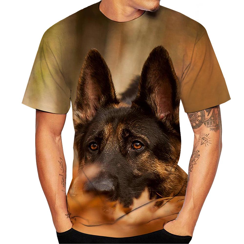 Футболки Немецкая овчарка Ротвейлер Животное 3D-принт Уличная мода Мужские футболки