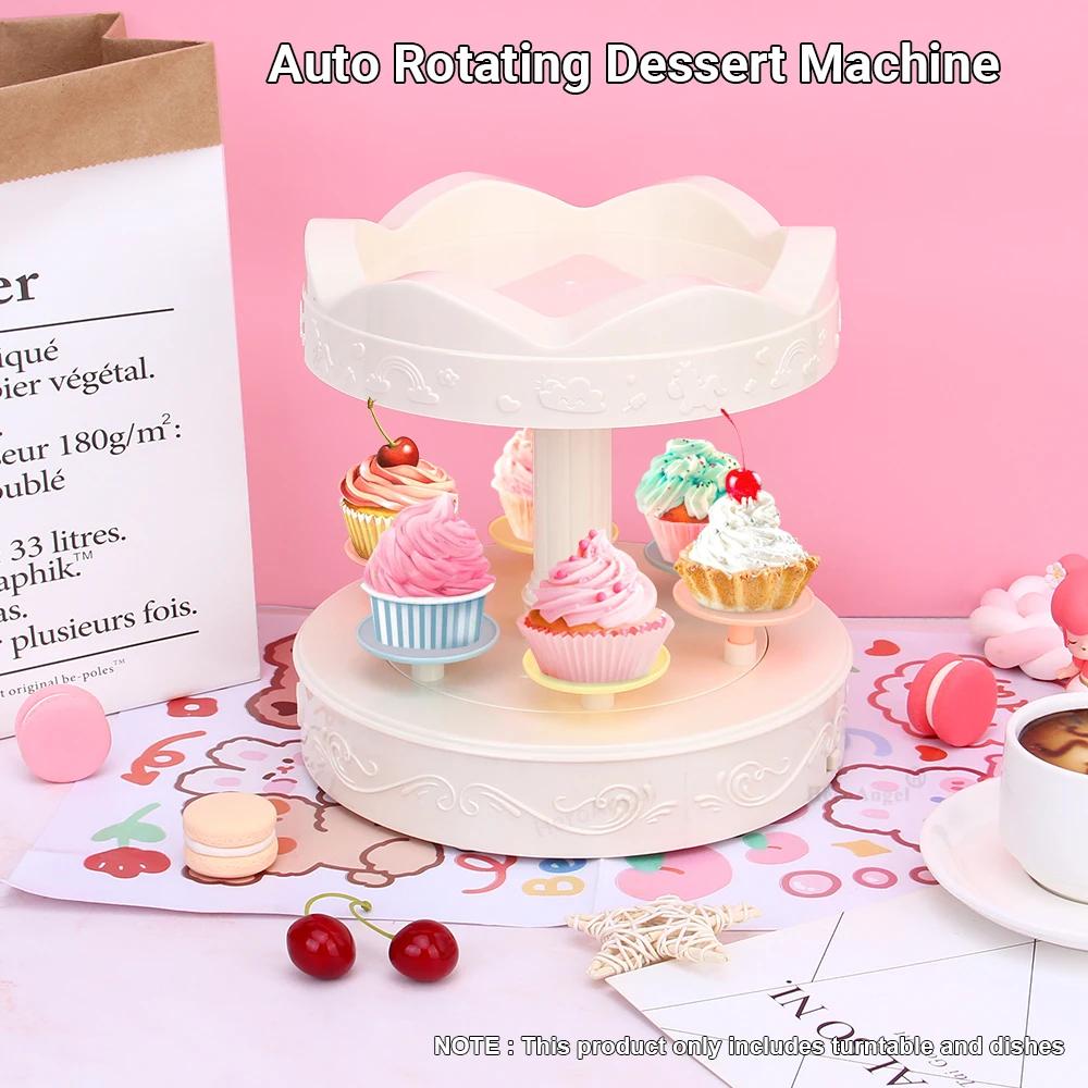 3 Model Cute Automatic Rotating Dessert Stand - Sushi Cake Display Plate Rack - Birthday Decoration Gifts - Revolving Food Serve