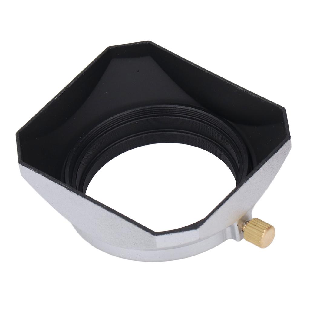 Lens Hood Square Retro 46mm Lens Hood Shade for Digital Camera Mirrorless Camera Silver
