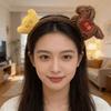Plush Pony Headpiece Red New Year Mascot Headband Gift Cartoon Horse Hair Hoop  New Year