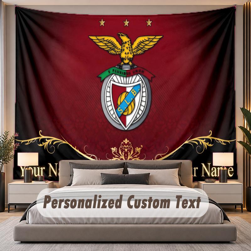Custom Name Text Tapestry Benfica FC Personalized Polyester Wall Tapestry For Bedroom And Room