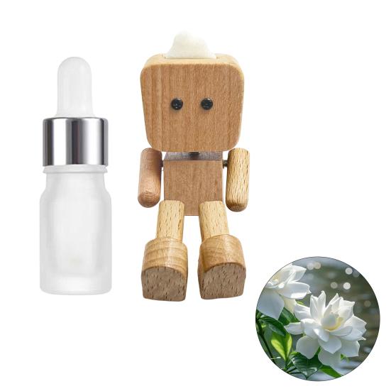 Wooden Man Figurine with Swing Feet Car Aromatherapy Ornament Handcrafted Wooden Art Piece Auto Decor