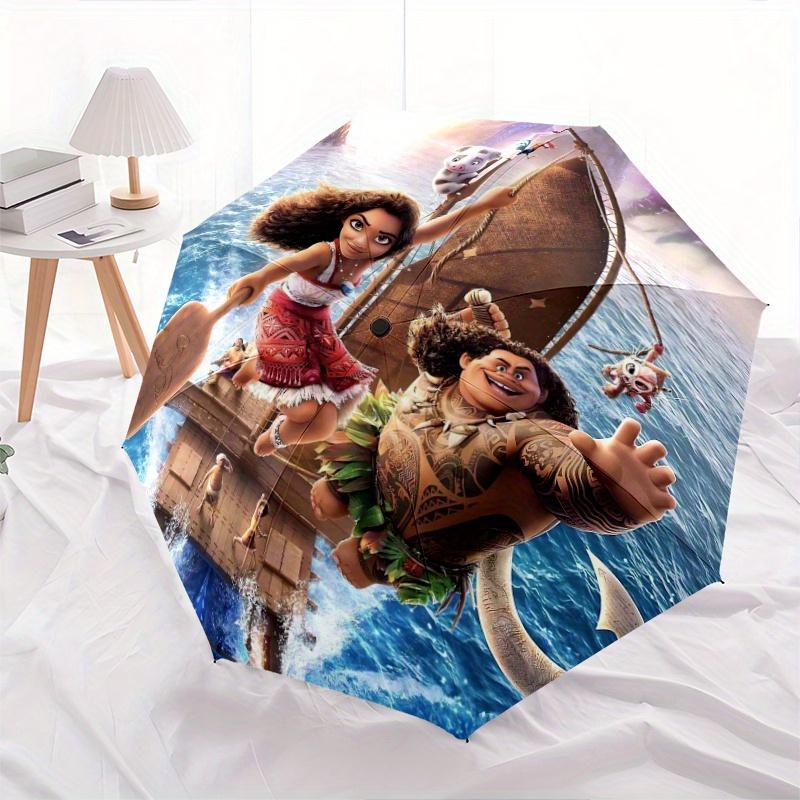 Moana Adventure Automatic Opening and Closing Umbrella, Lightweight 3-Fold, With Cute Cartoon Characters, Suitable for Home, Outdoor and Dai
