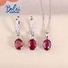 Simple Filled Ruby Oval 6*8mm Jewelry Set Natural Gemstone 925 Silver for Women Lady Nice Gift