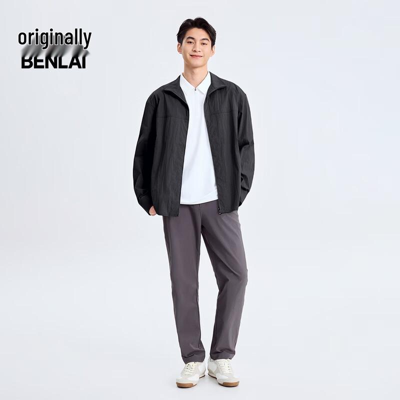 Benlai Men's Stand Collar Loose Long Sleeve Casual Shirt