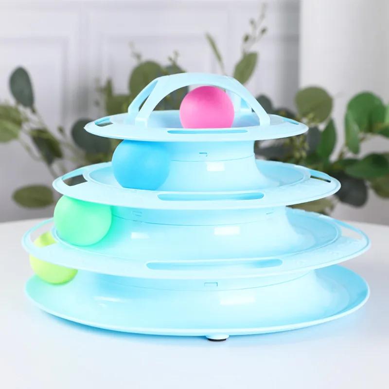 Игрушки для котят с башней, 4 уровня, поворотные игрушки для кошек, мяч для кошачьего неваляшки, интерактивная игра для обучения интеллектуальных способностей, товары для кошек