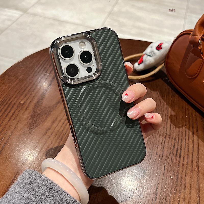 Подходит для чехла на мобильный телефон Apple 16promax, чехол iPhone15 с рисунком из углеродного волокна, всесторонний 14, противоударный 13, магнитный 12