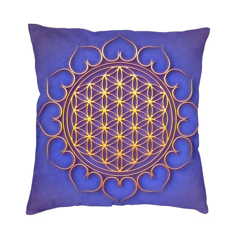 Sacred Geometry Flower Of Life Throw Pillow Case 45*45cm for Living Room Sofa Geometric Mandala Cushion Cover Velvet Pillowcase