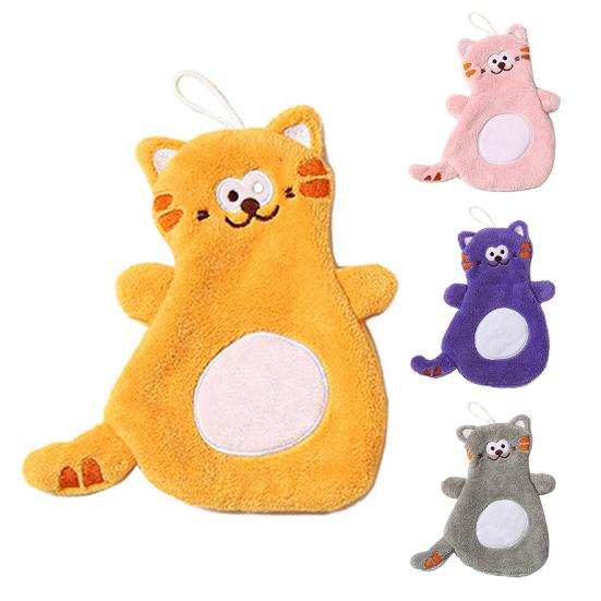 Полотенце для рук со шнурком, поглощающее воду, мягкое, удобное, из кораллового флиса, в форме кота Гарфилда, подвесное полотенце для протирания рук, тряпка для чистки, ежедневное использование