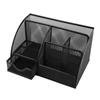 Сетчатый офисный настольный органайзер, многофункциональный, металлический, с 7 отделениями, держатель для ручек с ящиком, черный