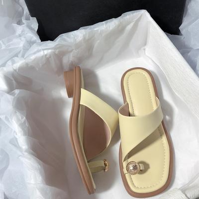 Грубый каблук корейская версия простого набора носков темперамент нишевый дизайнер крутые тапочки женские