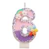 Flowers Rainbow Handmade Numbers Birthday Candles Cake Decoration Party Festive First Year Number Candles 0-9