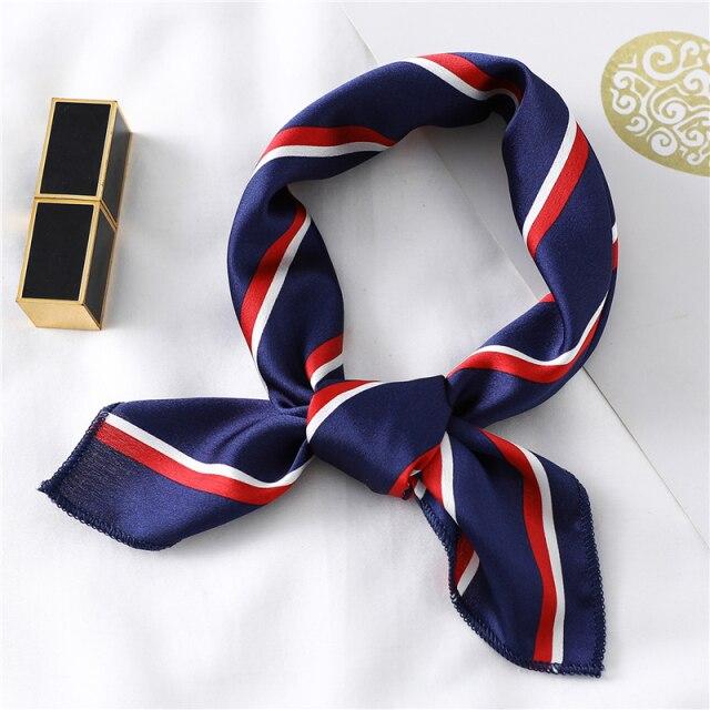 New Silk Scarf Square Women Fashion Dot Plaid Print Neckerchief Ladies Work Scarves Small Winter Foulard Bandana Hair Tie Band