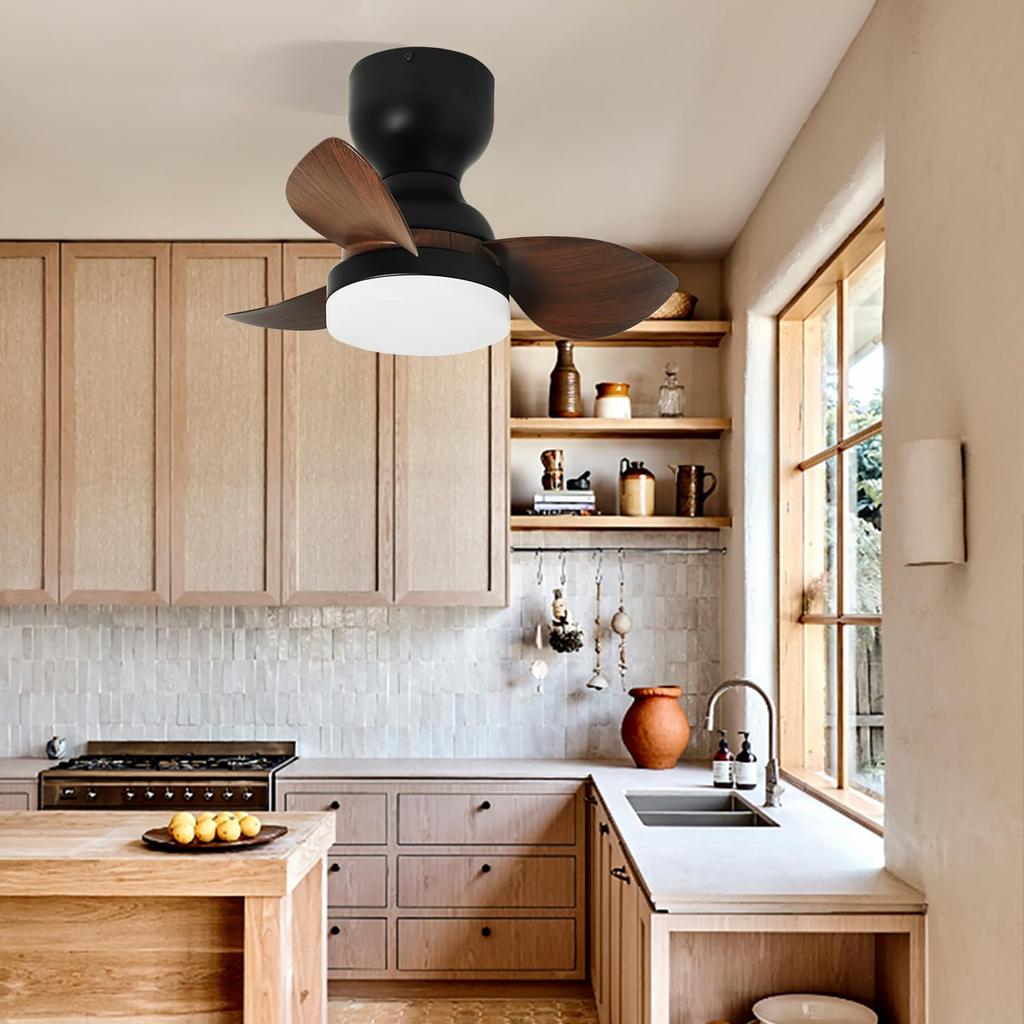 DINGLILED Ceiling Fan Light, Remote Control, Wood Grain Finish, HeatingCooling Effect, 6 Airflow Settings, 3 Color Temperature Settings, Timer,