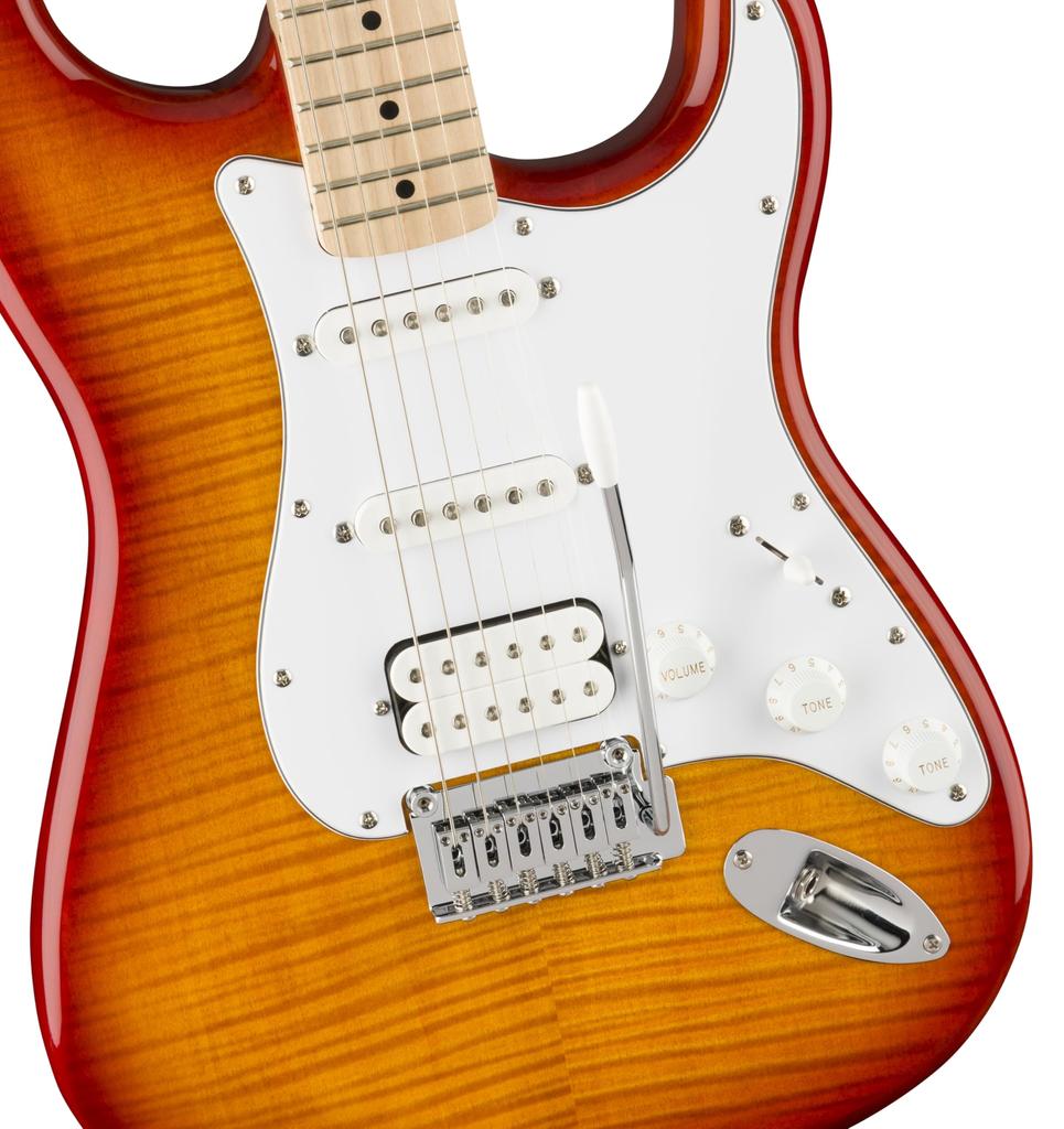 Squier by Fender Affinity FMT HSS Electric Maple White Sienna with Soft Case Series™ Stratocaster® Guitar, Fingerboard, Pickguard, Sunburst,