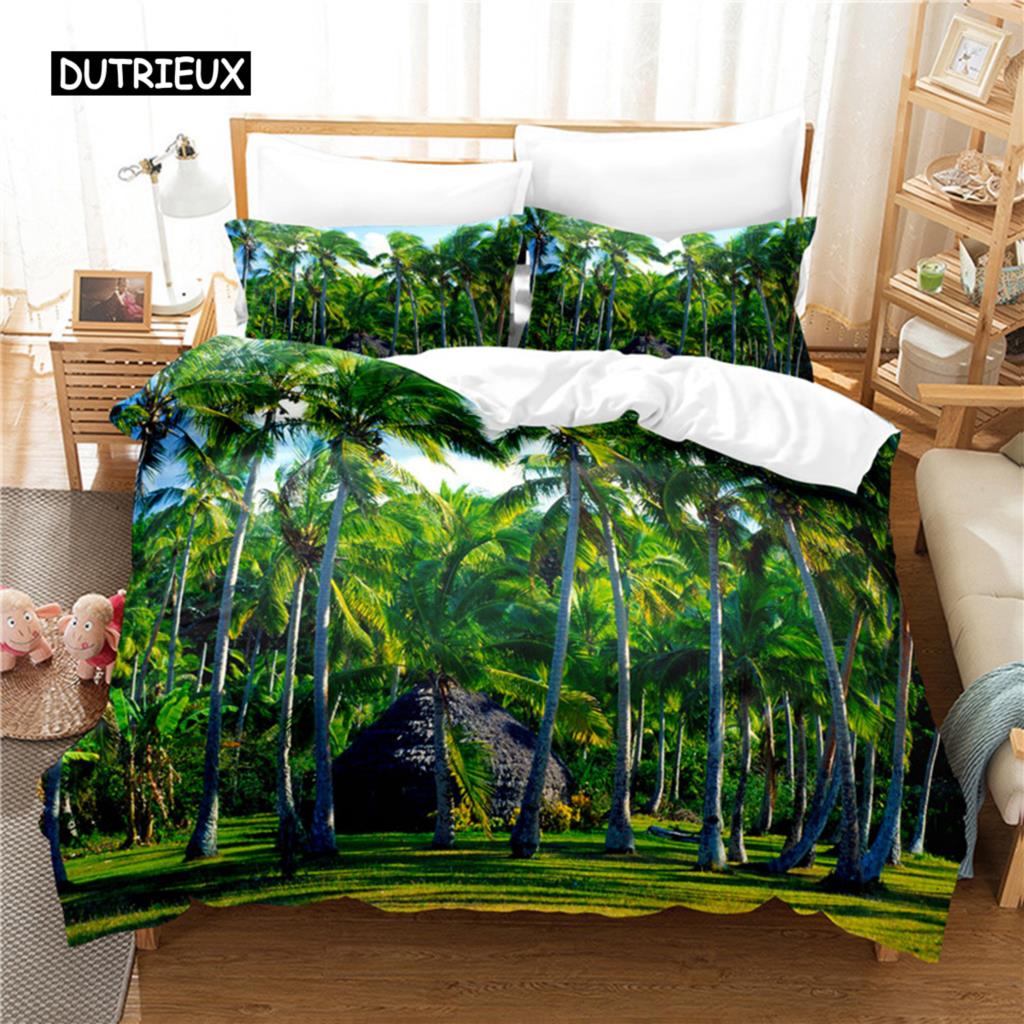 Комплект постельного белья Coconut Tree Beach, комплект пододеяльников, комплект постельного белья с 3D-печатью, комплект постельного белья размера Queen, модный дизайн