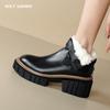 2024 Winter Warm Women Ankle Boots Concise Genuine Leather Wool Thick Heels Back Zipper Shoes Woman Working Casual Snow Boots