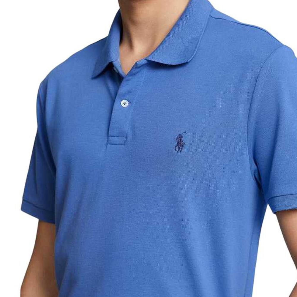 Polo Ralph Lauren однотонная вышитая рубашка поло с коротким рукавом с вышивкой, мужская, синяя MNPOKNI1N821950-430