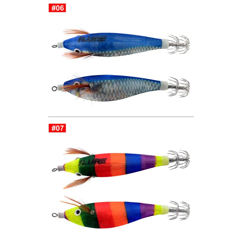 Рыболовная приманка для деревянных креветок с батареей, 7 шт., 10 см, крючок для кальмара, наживка для осьминога, джиги для кальмаров, приманки для каракатиц, искусственный воблер, жесткая приманка