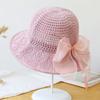 WTEMPO Hollow-out Mesh Bow Wide Brim Knitted Hats Women's Foldable Solid Color Casual Outdoor Travel Beach Hats