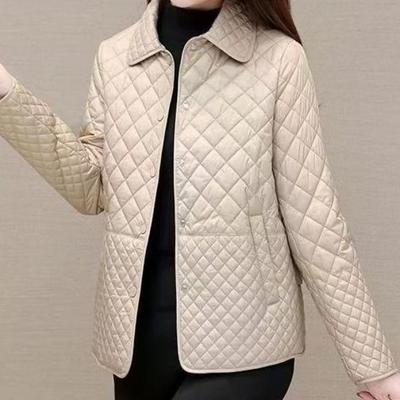 Осенняя женская повседневная легкая клетчатая хлопковая куртка большого размера