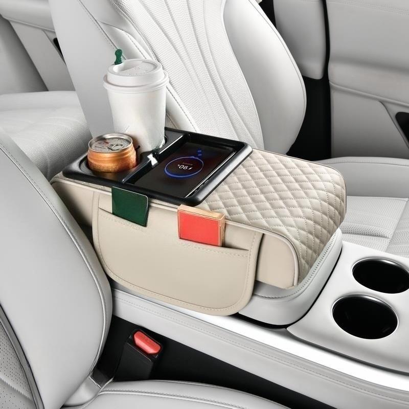 Автомобильный подлокотник с поддержкой локтя, беспроводная зарядка, подушка-подлокотник для автомобиля, утолщенный спонж высокой плотности, крышка подлокотника центральной консоли
