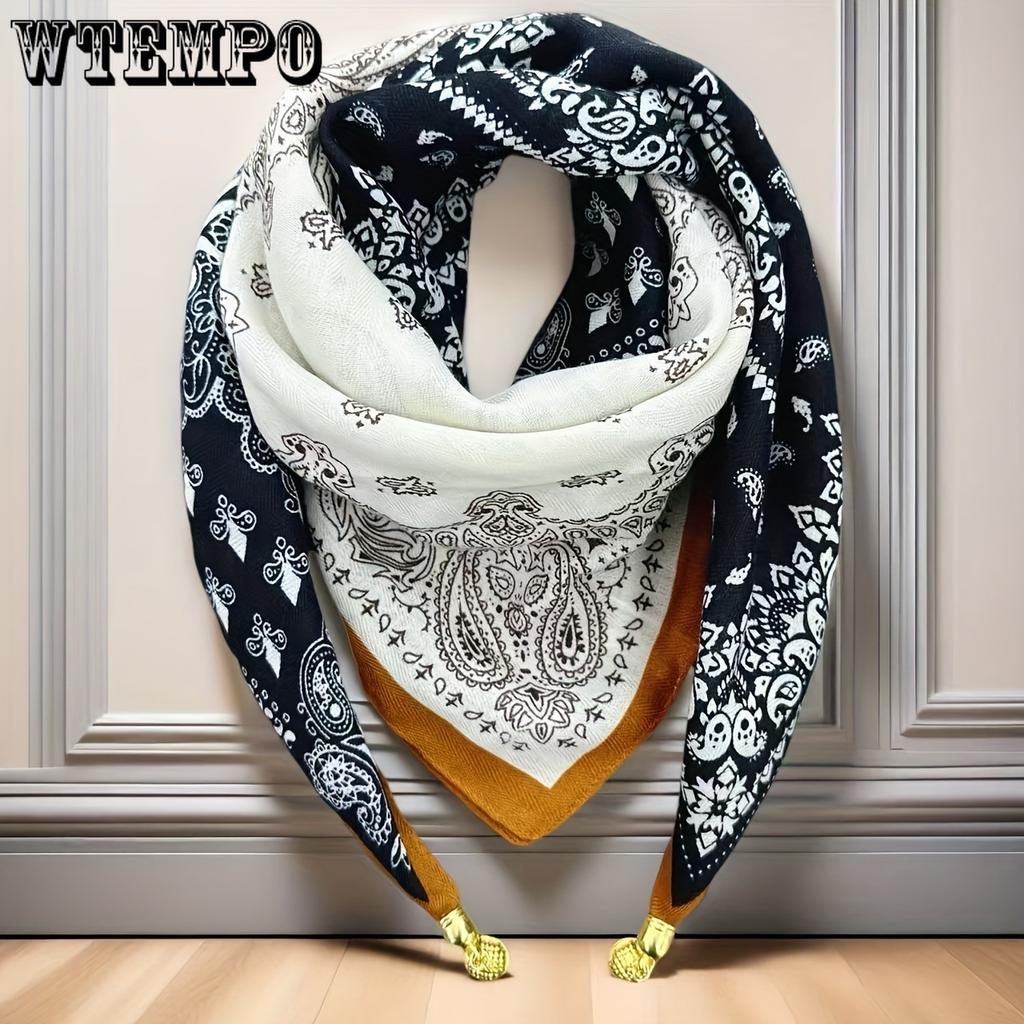 Magnetic Buckle Square Scarf Triangle Scarf for Spring Autumn Winter Neck Protection Warm Scarf