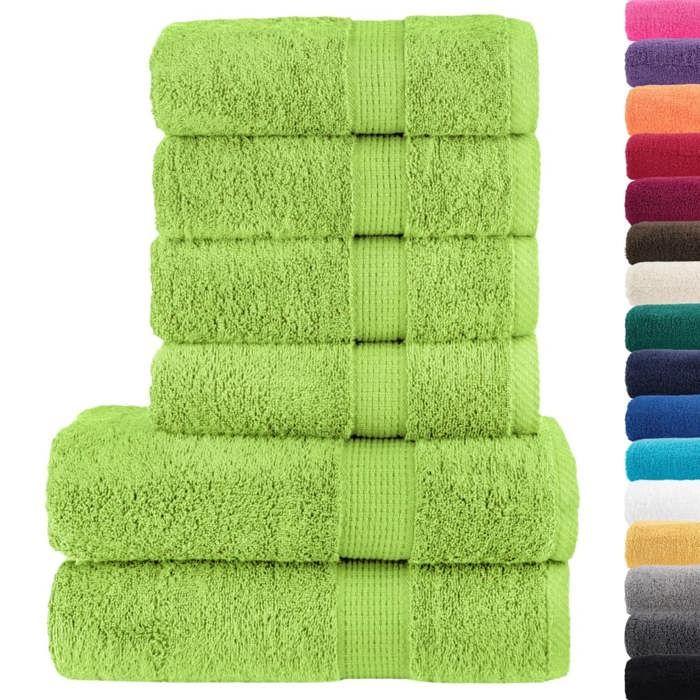 VidaXL Ensemble de Serviettes de Qualité Supérieure 6 pcs, Essuie-mains, Serviettes de Douche, Draps de Bain, Serviettes 137568
