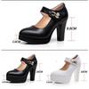 Женские туфли-лодочки на платформе, весна 2025 г., на высоком каблуке с острым носком, с ремешком на щиколотке и пряжкой, модные черные офисные туфли для женщин, большие размеры 33-43