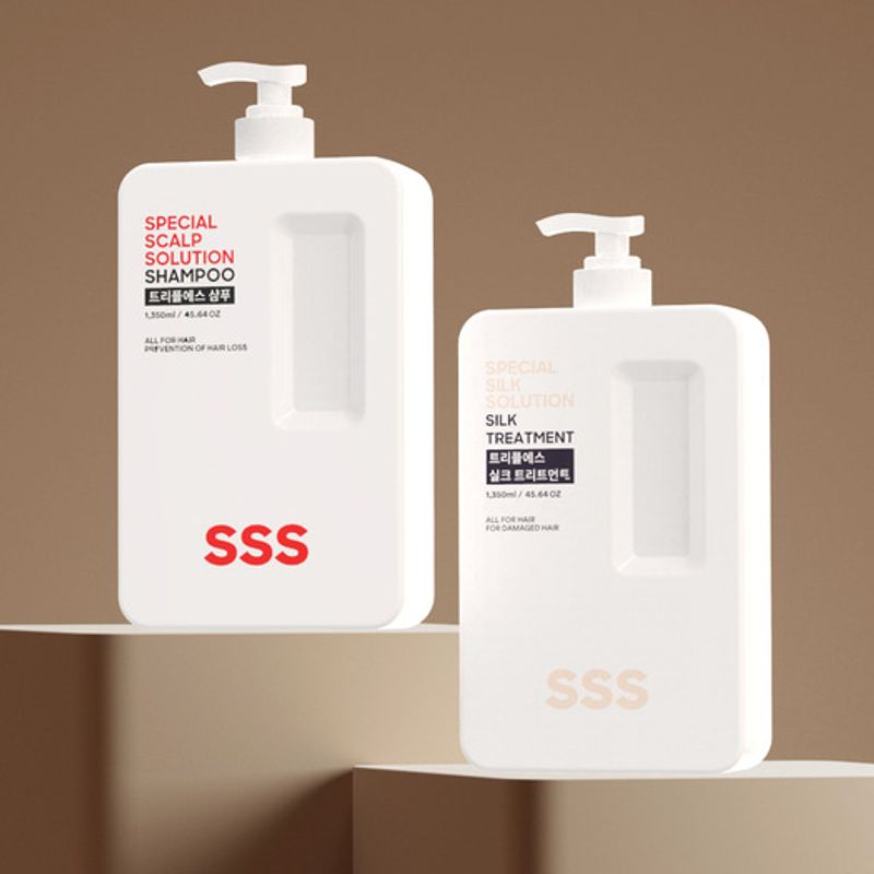 TripleS [1+1] Large Capacity Mildly Acidic Anti-Hair Loss Shampoo 1350ml + 1350ml
