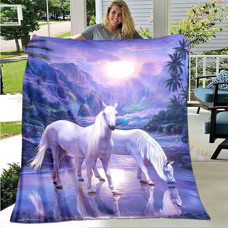 3D одеяло с скачущими лошадьми, фланелевое плюшевое одеяло для детей, одеяло из шерпа для девочек, пододеяльник для дивана, дорожное одеяло