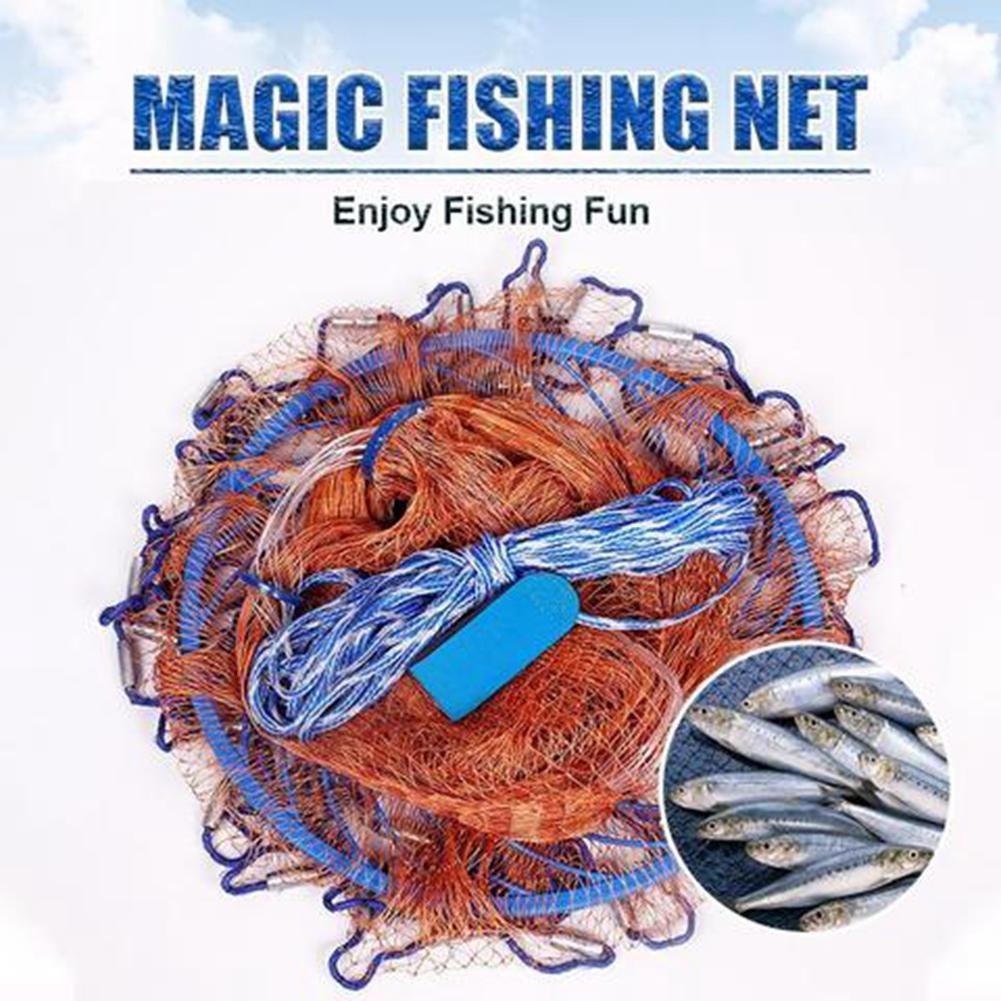 Portable Durable Fish Mesh Net Cast Net Fishing Tackle Accessory with Plate
