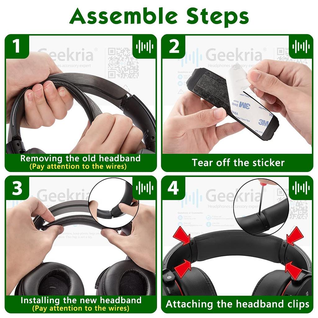 Geekria Headband Compatibility Headphone Headband Compatible with Sony SONY Replacement Pad MDR-XB950BT MDR-XB950N1 MDR-XB950B1 MDR-XB950/H (Black)