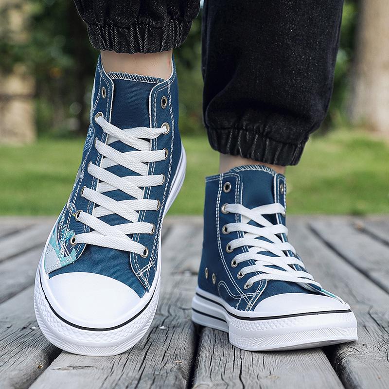 2026 Spring Men's High-Top Canvas Shoes - Trendy, Versatile, Fashionable Casual Footwear