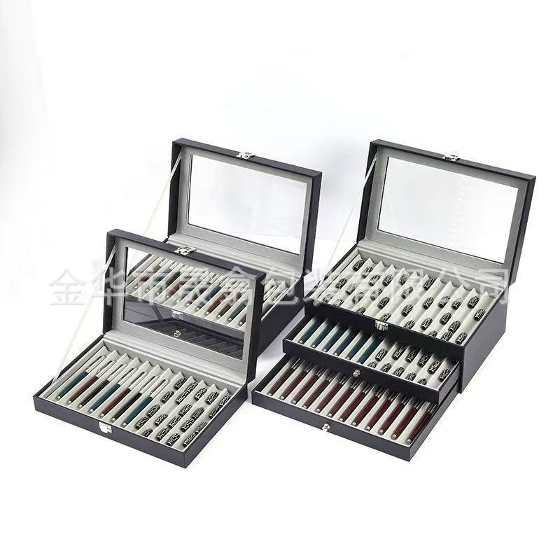 Кожаный ящик Shengxi для хранения и демонстрации перьевых ручек со световым люком