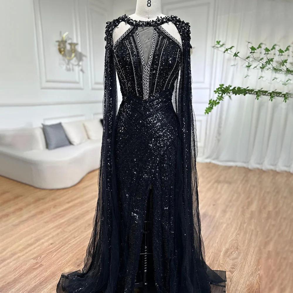 European and American sexy flying sleeves fishtail evening dress performance support banquet performance long dress LA11081