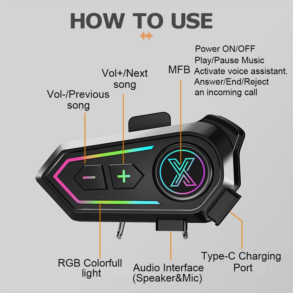 X10 Bluetooth 5.4 гарнитура для шлема мотоциклиста для мотоциклиста беспроводной набор для звонков на телефон водонепроницаемые наушники MP3-плеер для мотоцикла
