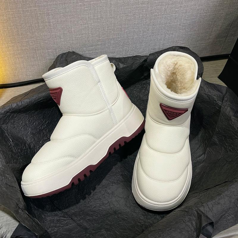 Женские зимние ботинки на толстой подошве с добавленным флисом, толстые, водонепроницаемые и противоскользящие, короткие хлопковые ботинки для снега для женщин в Северо-Восточном Китае