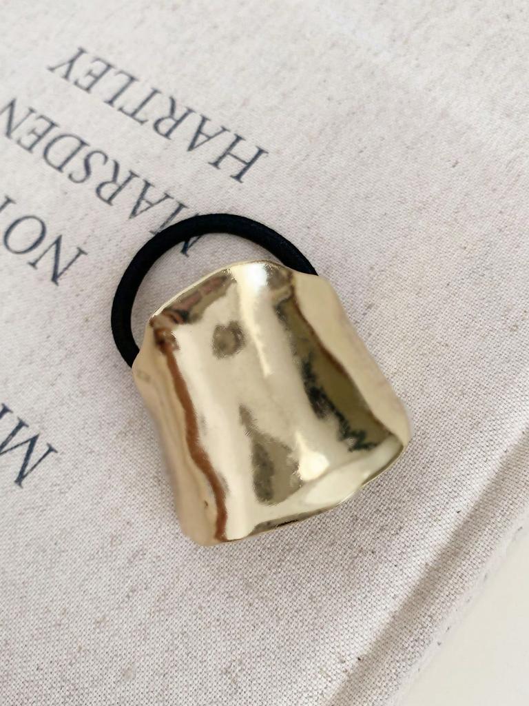 Золотая металлическая геометрическая декоративная резинка для волос, забавная женская роскошная стильная резинка для хвоста, чехол для резинки для хвоста, золотая минималистская заколка для волос, аксессуары для волос