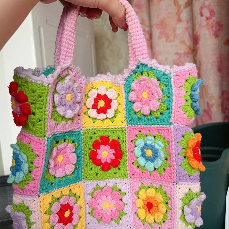 10/15PCS Colorful Handmade Crochet Three-dimensional Petal DIY Splicing Bags Clothes High Quality Cotton Thread Does Not Fade