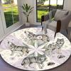 [Frosty White Wolves Golden Dual Wolf Printed Carpet] Durable Home and Office Round Rug, Kitchen Farmhouse Decorative Floor Mat