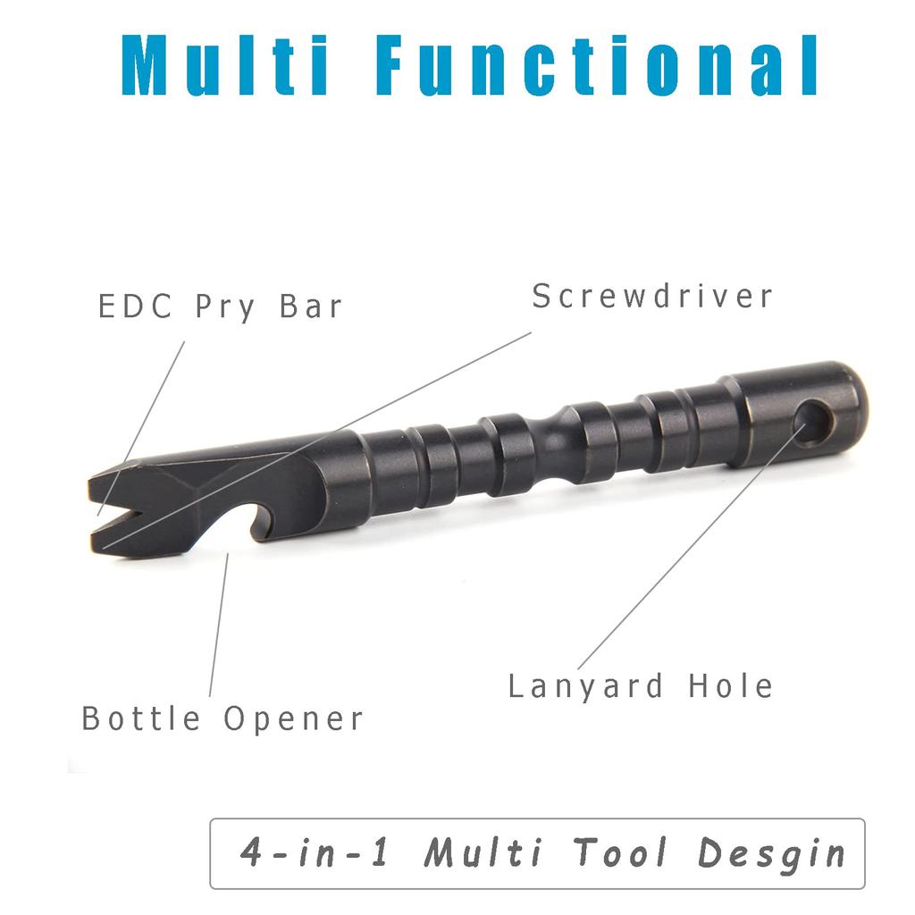 Многофункциональный инструмент Hamans Titanium Alloy EDC Pry Bar с функцией открывалки для бутылок и отвертки (черный)