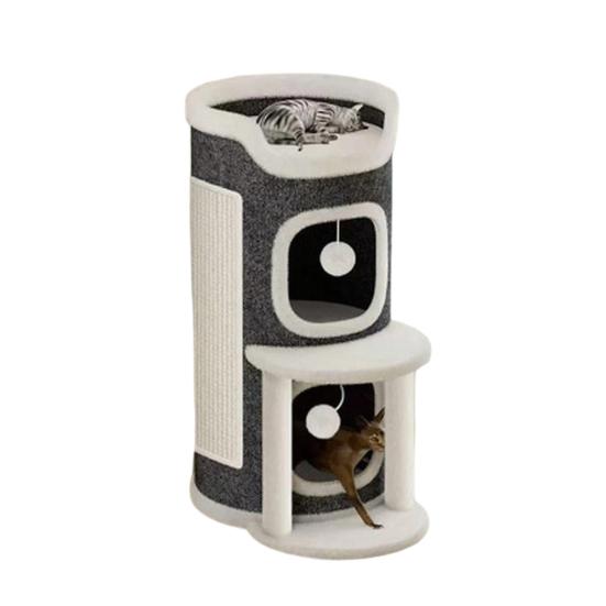 Игровой комплекс для кошек Когтеточка-бочка с 3 кошачьими пещерами Сизалевая когтеточка Многоярусный игровой комплекс для кошек для семьи с несколькими кошками