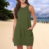 Yousheng женское платье без рукавов, летнее повседневное мини-платье с карманами, свободное пляжное платье с круглым вырезом
