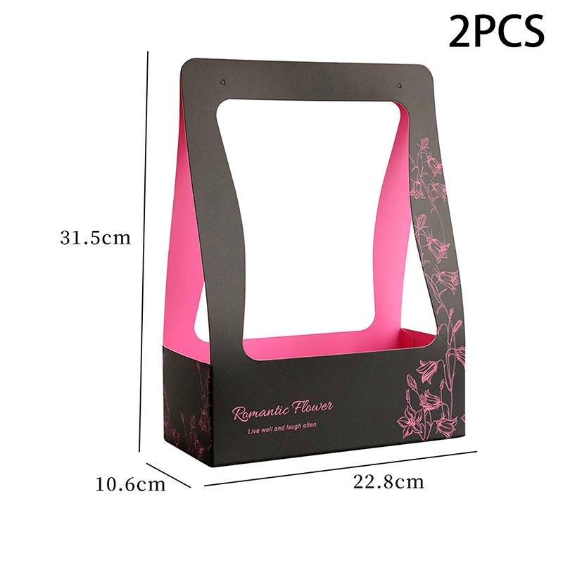 Coffee Flower Cake Dessert Packaging Box Portable Flower Gift Bag Kraft Paper Holder Photo Favor Drink Carrier With Handle