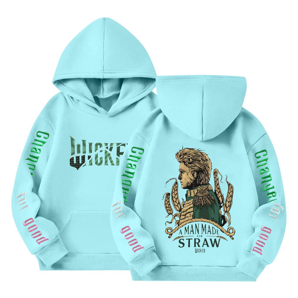 Детский пуловер с длинным рукавом, свободного кроя, с принтом букв, капюшоном на шнурке