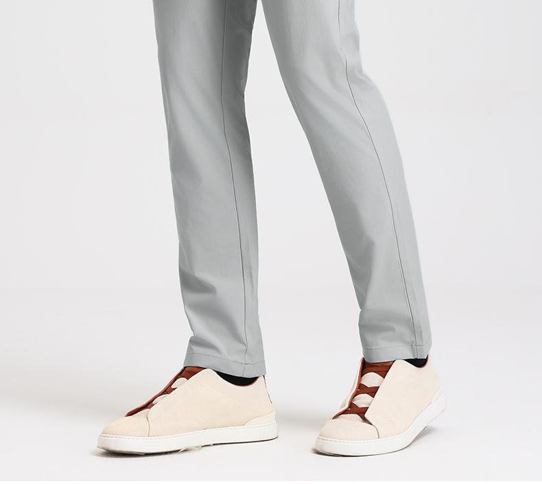 Langdeng men's summer business casual wrinkle resistant and easy to maintain semi elastic waist slim straight leg pants