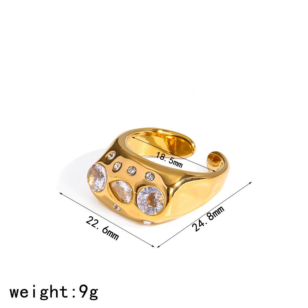 Stainless Steel Adjustable Ring for Women Colorful Crystals 18K Gold Color Rings Luxury Jewelry High-Quality Fashion Accessies