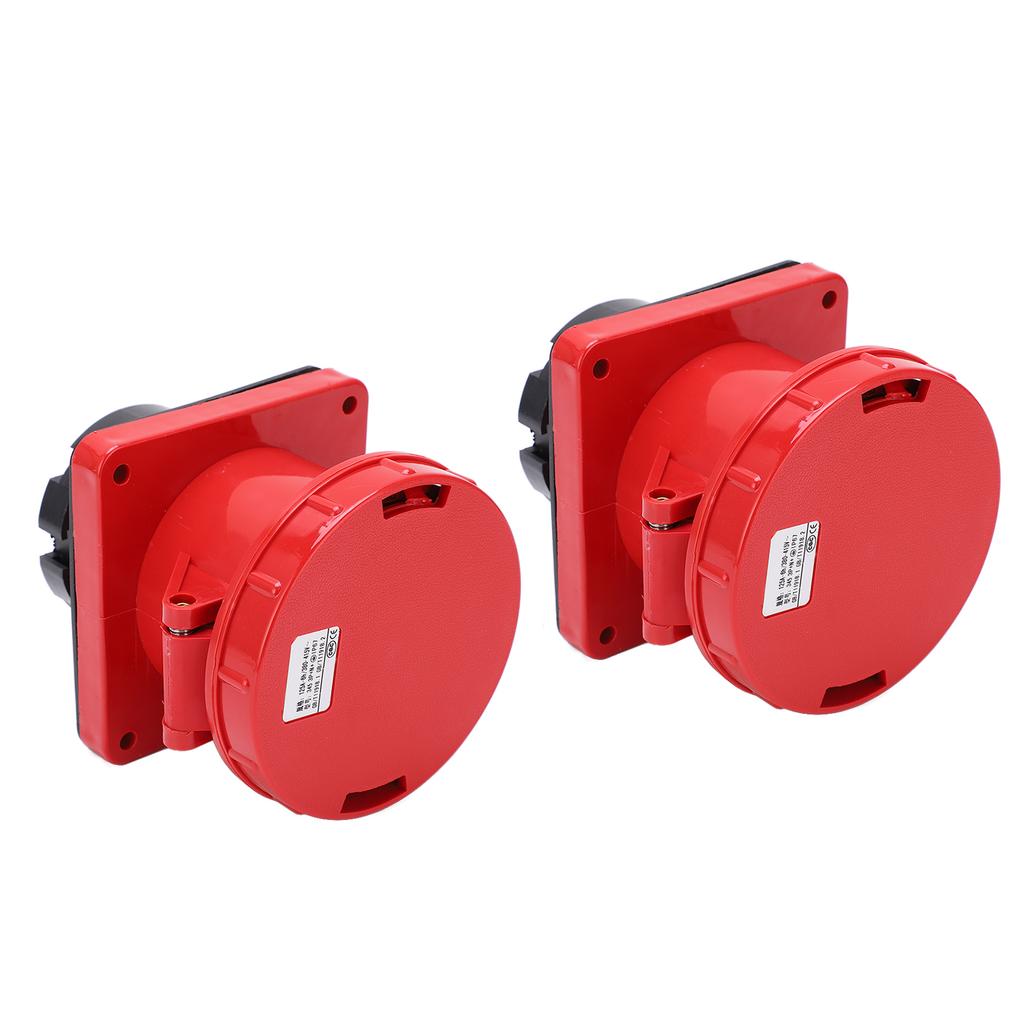 2pcs Industrial Straight Sockets 125A 3 Phase IP67 Waterproof Flush Mounting 380415V(3P+N+E 5Pin )